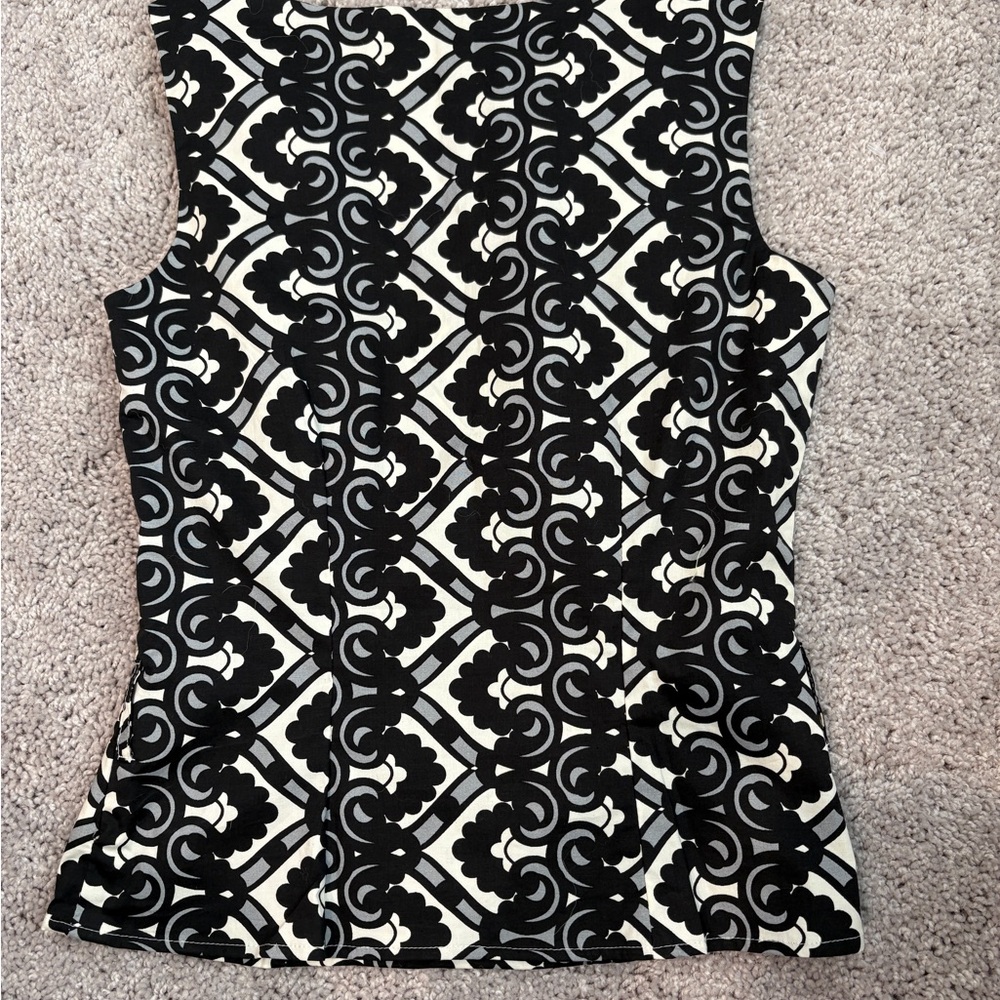 H&M Vintage 90s Black and Gray Patterned Top